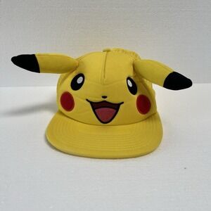 Pokemon Pikachu 3D Face Hat‎ With Ears Baseball Cap Yellow Nintendo Game Freak